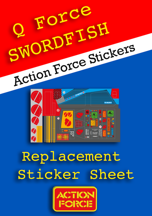 Vintage Action Force - Swordfish - Q Force - Sticker Sheet Replacement - Palitoy