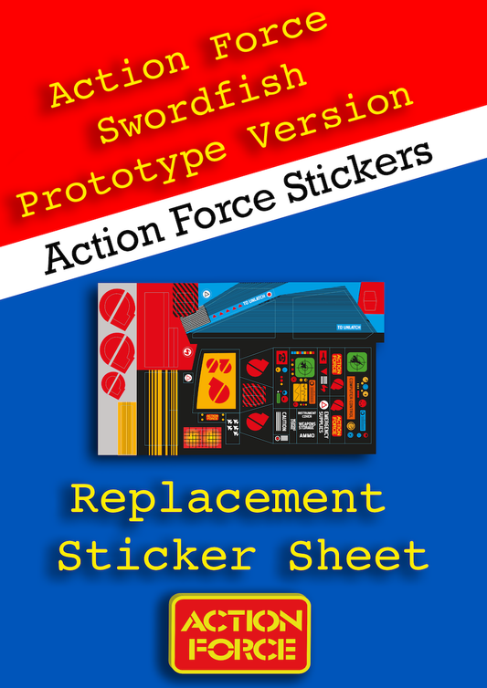 Vintage Action Force - Swordfish - Prototype - Q Force - Sticker Sheet Replacement - Palitoy