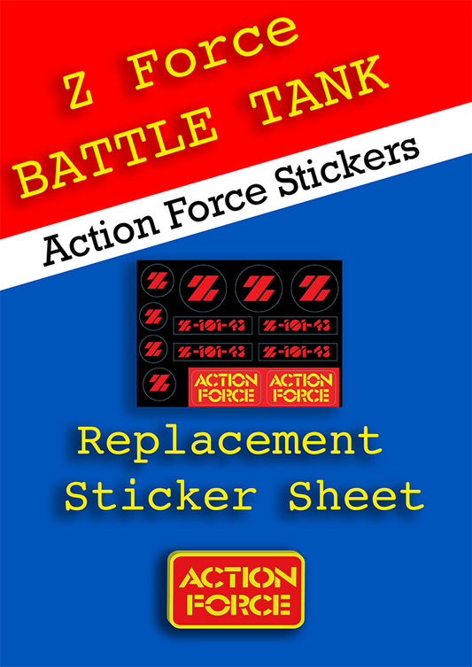 Vintage Action Force - Battle Tank - Z Force - Sticker Sheet Replacement - Palitoy