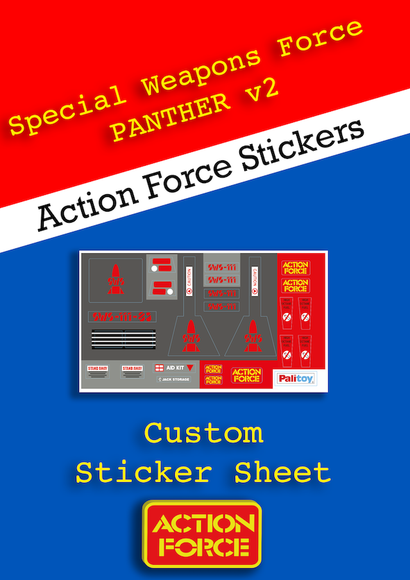 Vintage Action Force - Panther V2 Prototype - Replacement Sticker Sheet - Special Weapons Force - Sticker Sheet Replacement - Palitoy