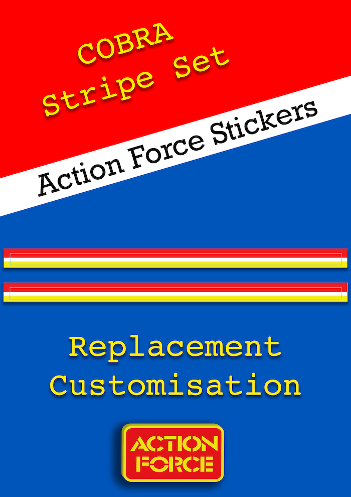 Vintage Action Force - Cobra Stripe Strips- Red White & Yellow - GI Joe - Custom Replacement - Palitoy