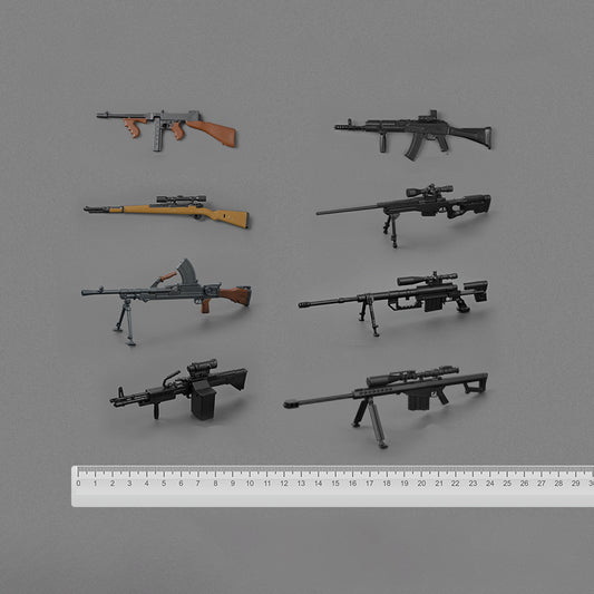 1/12 Scale Action Figure Weapons – Individual Assault Sniper Machine Gun Models for 6” Figures
