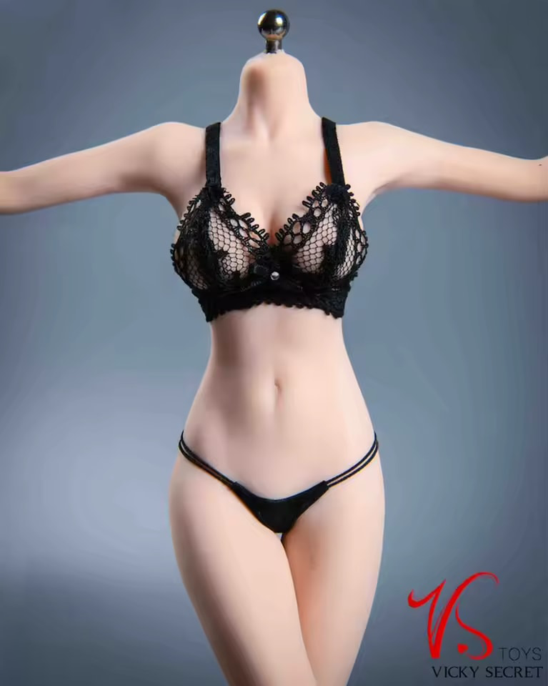 1/6 Scale Tulle Underwear Bra Underpants / Knicker Set Clothing Clothes - Black / White