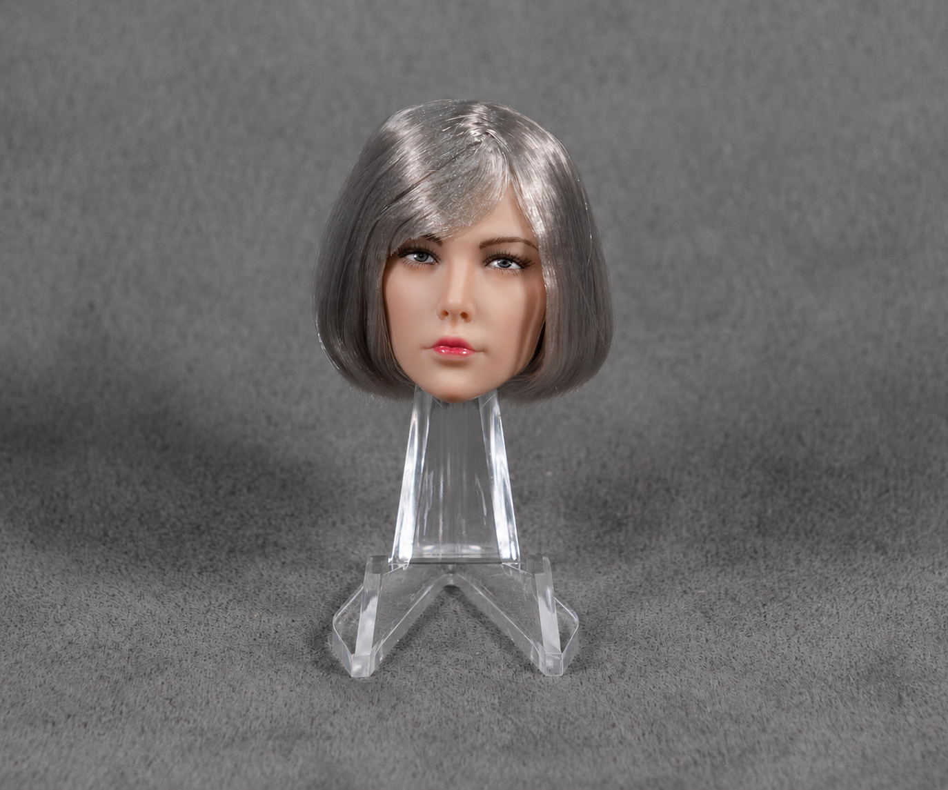 Female Head Sculpt with Silver Grey Bob Hair 1/6 Scale