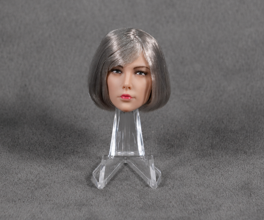 Female Head Sculpt with Silver Grey Bob Hair 1/6 Scale