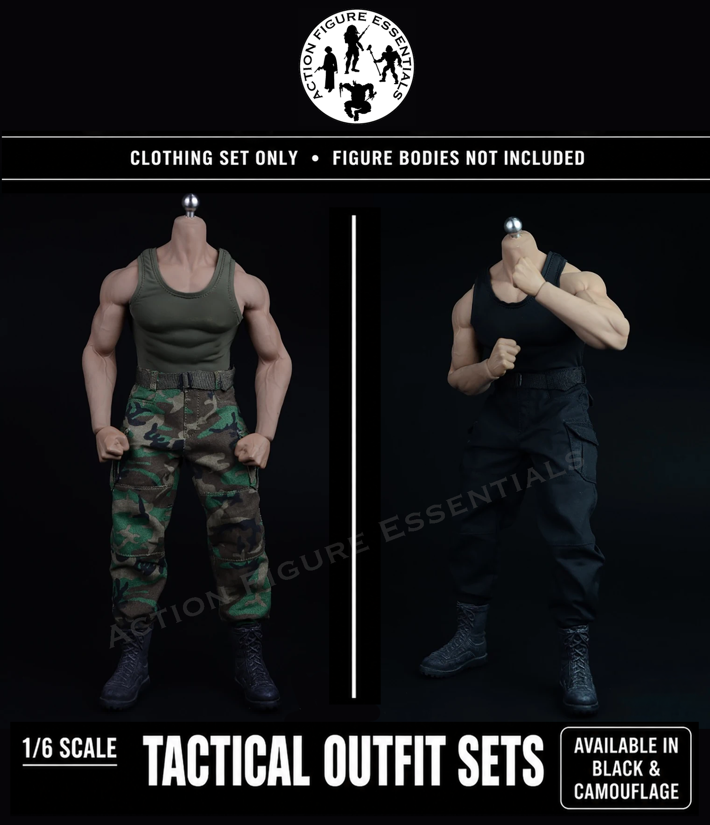 1/6 Scale Male Tactical Outfit Set with Foot Peg Boots | 12" Action Figure Clothing