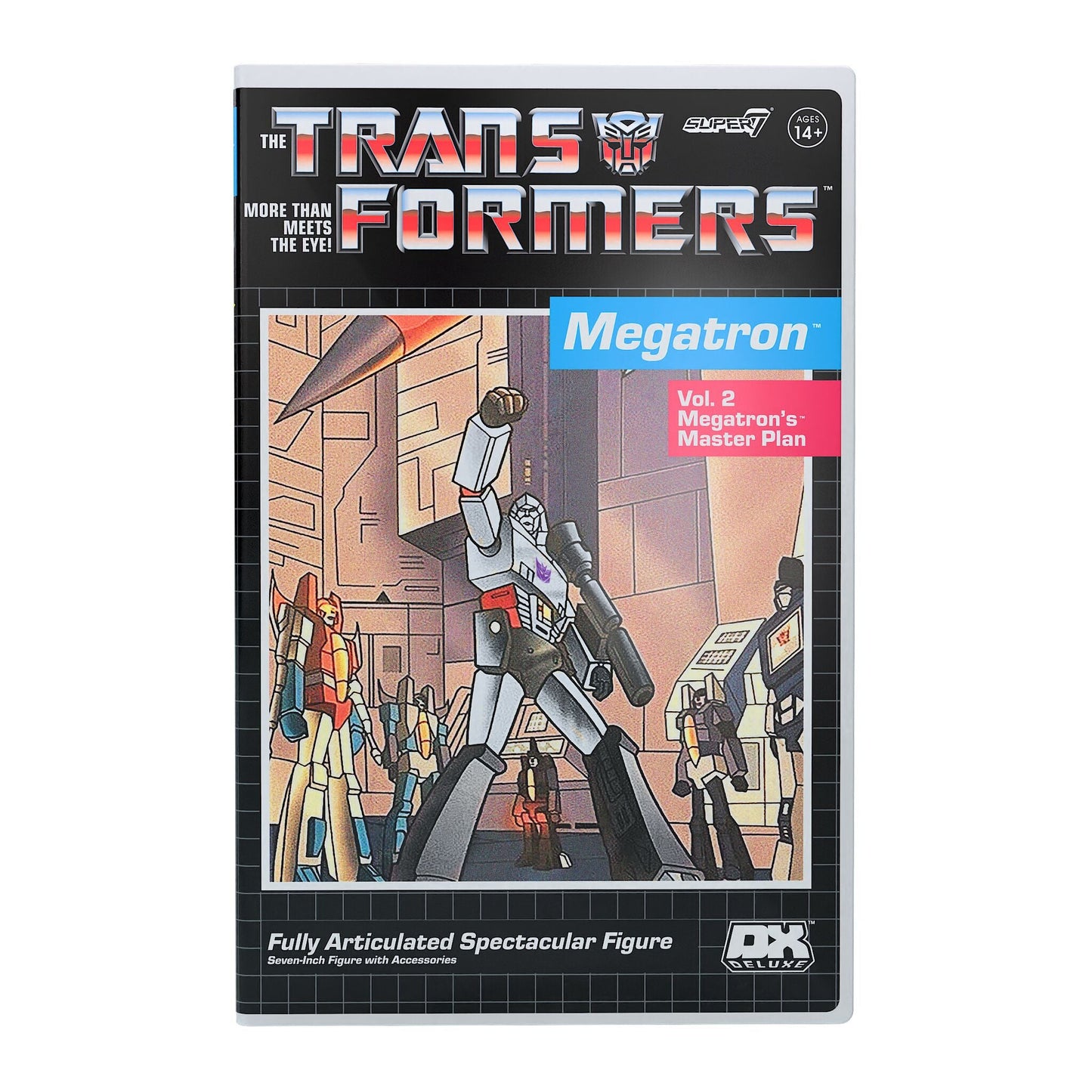 Super7 • Transformers Deluxe Figure • Megatron with VHS Style Packaging • Retro Vintage Style Action Figure Set