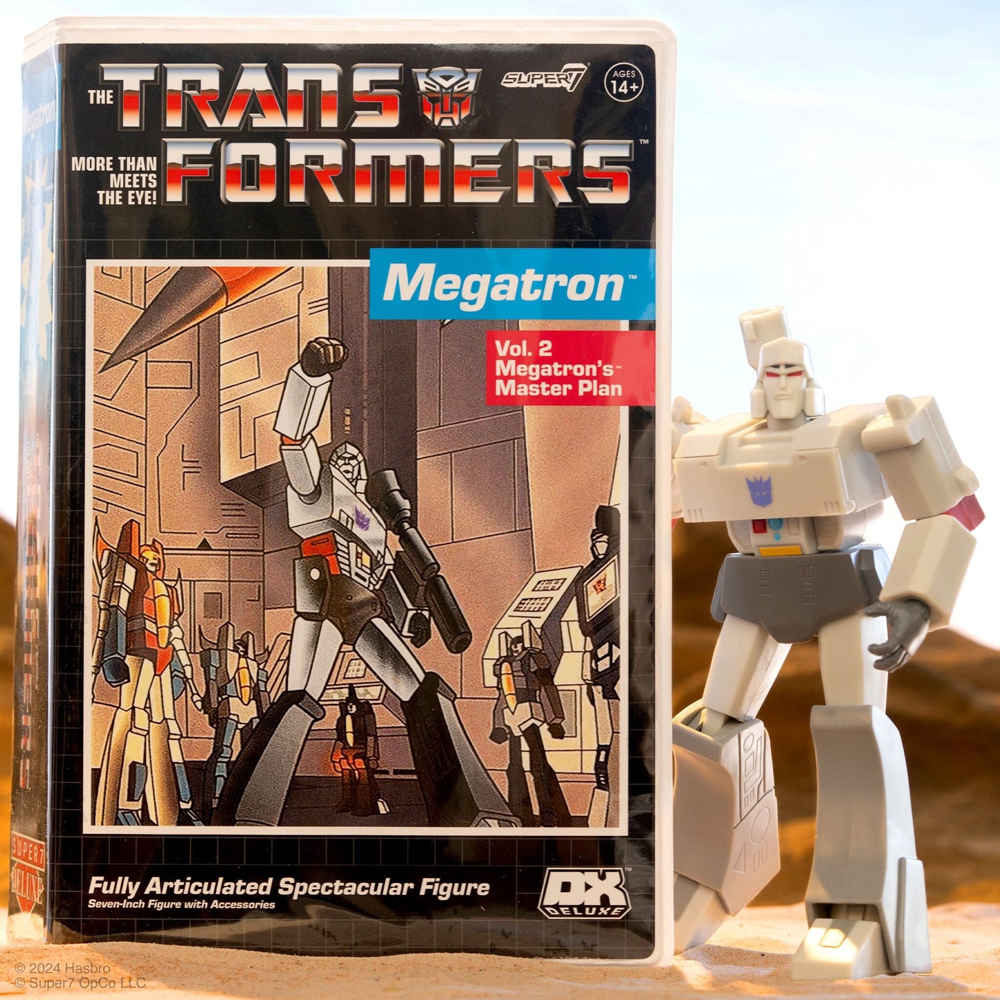 Super7 • Transformers Deluxe Figure • Megatron with VHS Style Packaging • Retro Vintage Style Action Figure Set