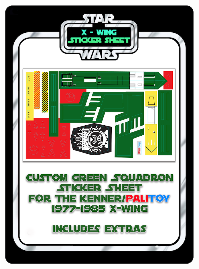 Vintage Star Wars X-Wing Green Squadron Custom Sticker Sheet Plus Extras Palitoy