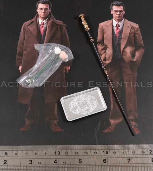 Mars Toys Mr W Batman 1989 fireplace poker flowers and silver Bruce Wayne tray with lodged Joker bullet 1/6 scale
