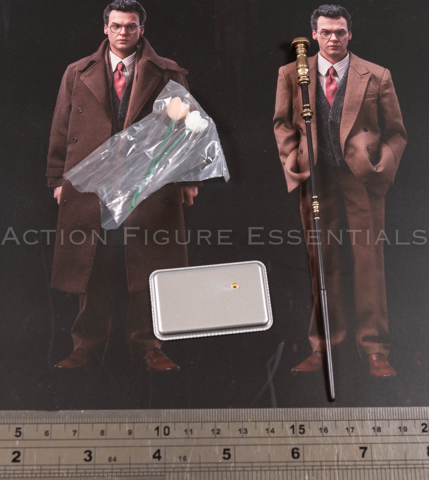 Mars Toys Mr W Batman 1989 fireplace poker flowers and silver Bruce Wayne tray with lodged Joker bullet 1/6 scale
