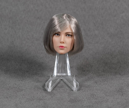 Female Head Sculpt with Silver Grey Bob Hair 1/6 Scale