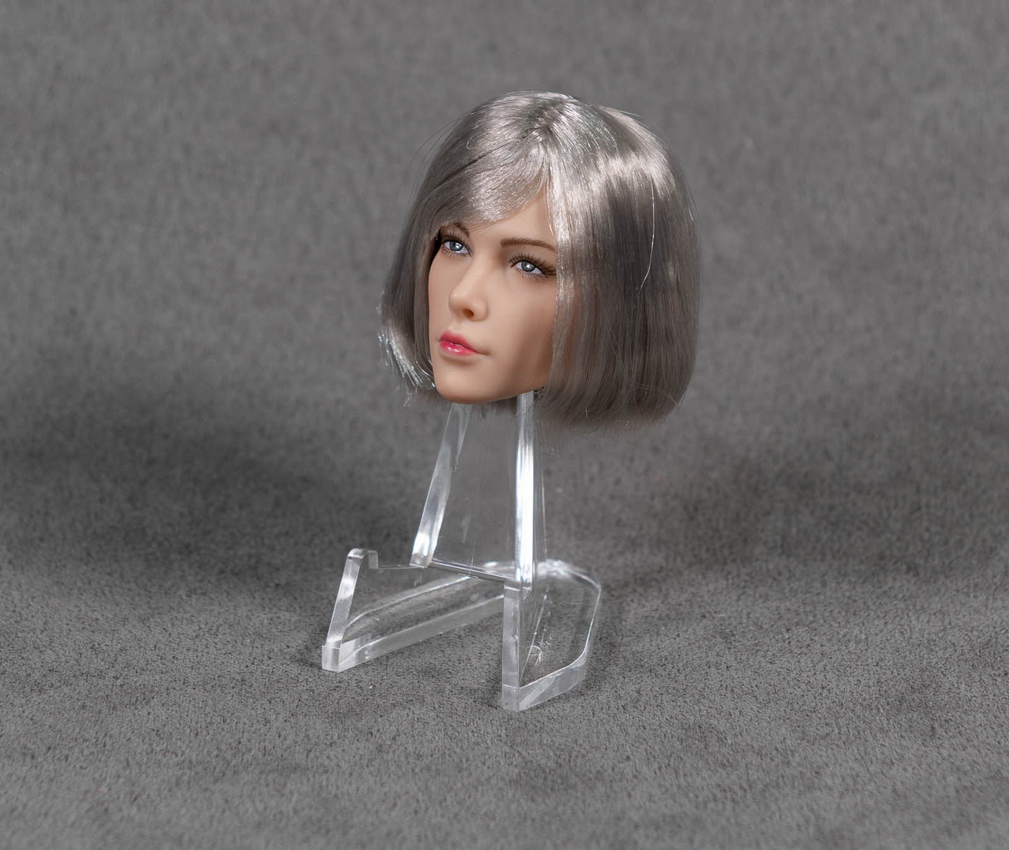 Female Head Sculpt with Silver Grey Bob Hair 1/6 Scale