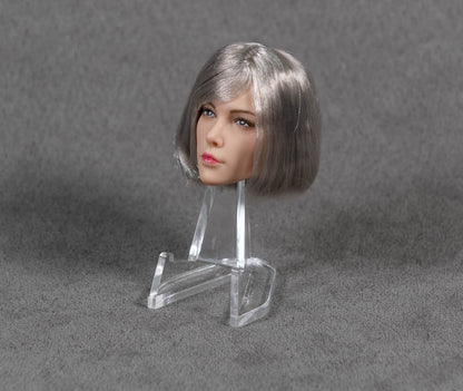 Female Head Sculpt with Silver Grey Bob Hair 1/6 Scale