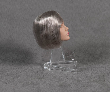 Female Head Sculpt with Silver Grey Bob Hair 1/6 Scale