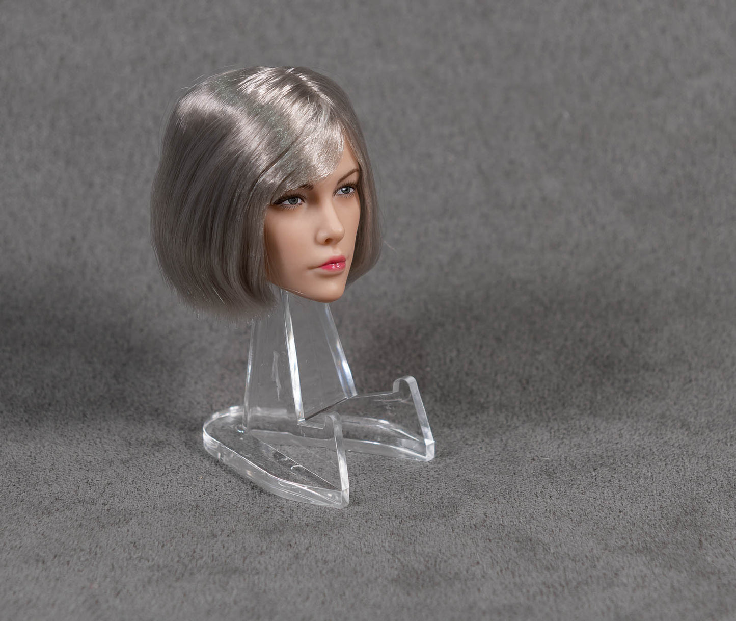 Female Head Sculpt with Silver Grey Bob Hair 1/6 Scale