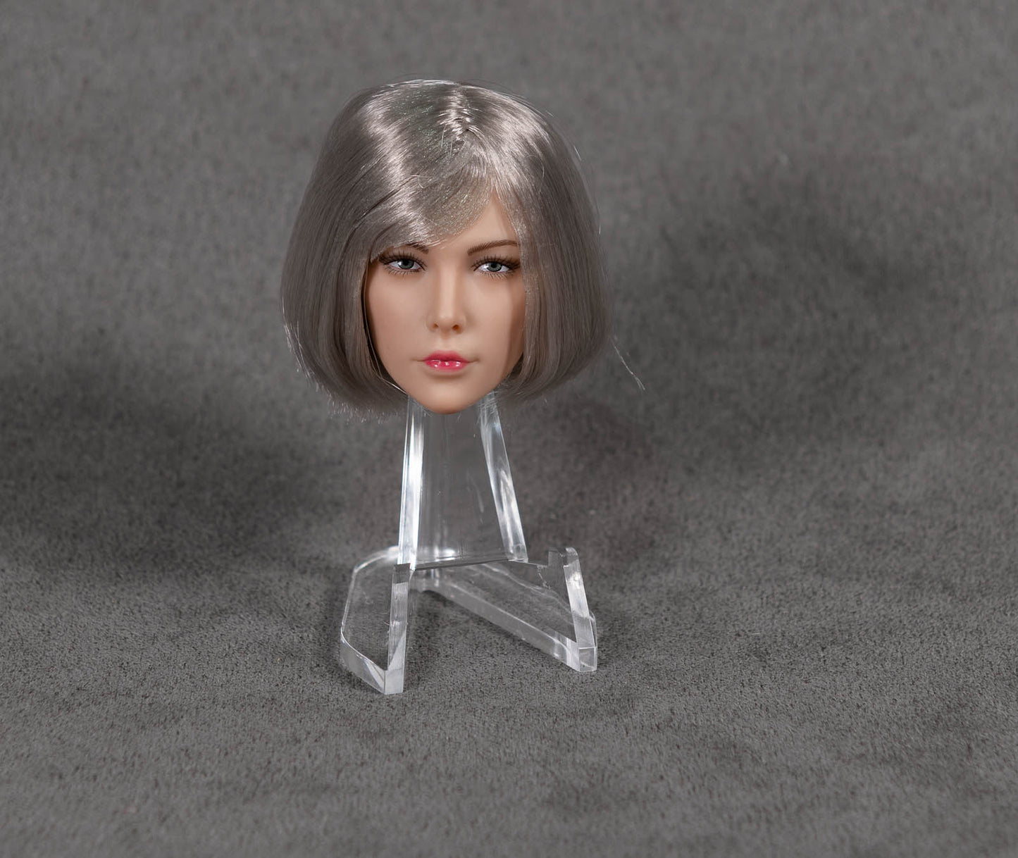 Female Head Sculpt with Silver Grey Bob Hair 1/6 Scale