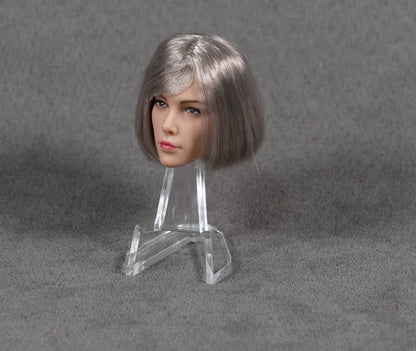 Female Head Sculpt with Silver Grey Bob Hair 1/6 Scale