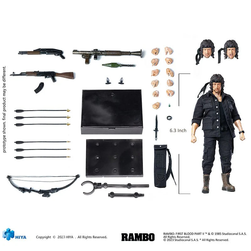 Rambo: First Blood Part II - Exquisite Super Series - John J. Rambo - 1:12 Scale Action Figure - Imperfect Boxes