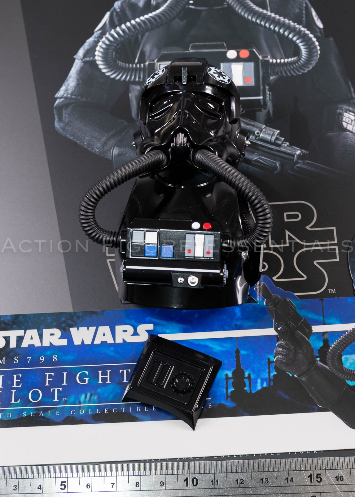 Hot Toys MMS798 TIE Fighter Pilot helmet chest armour life support unit and breathing tubes