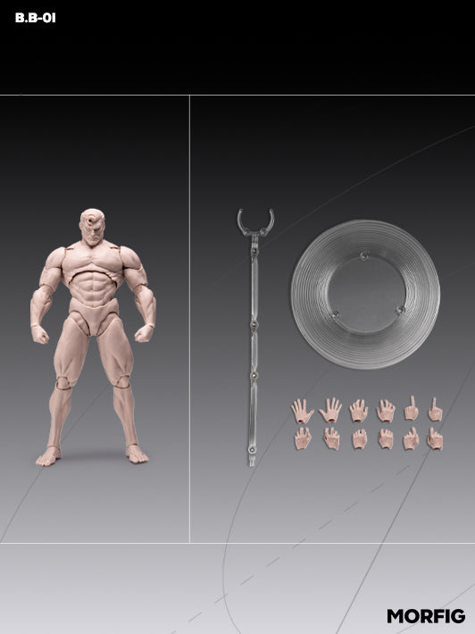 INART white 1/12 blank action figure body with display stand