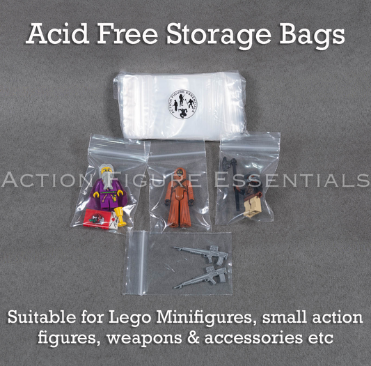 100 x Grip Seal Bags 75x55mm – Acid Free Storage Bags for LEGO Minifigures, Action Figures & Parts