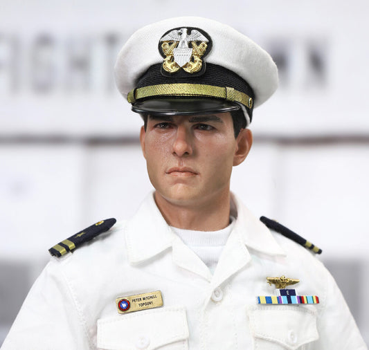 Top Gun - Officers White Cap Visor - Maverick -  MA80181 US Navy Naval Aviator Lieutenant Pete - DID - 1:6 Loose Parts