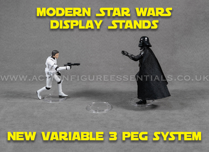 Modern Star Wars Action Figure Display Stands - New 3 Peg Variable System - TVC