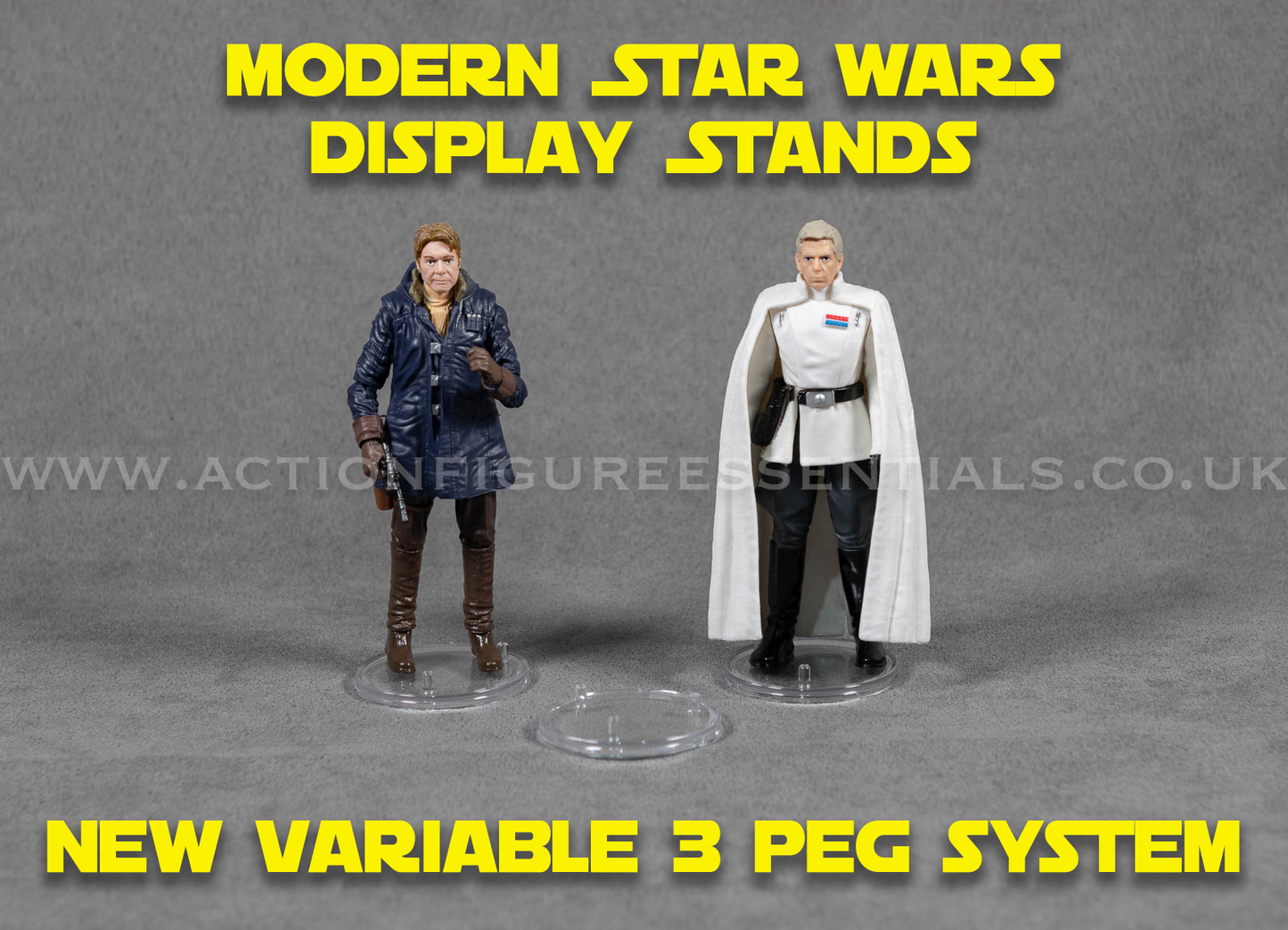 Modern Star Wars Action Figure Display Stands - New 3 Peg Variable System - TVC