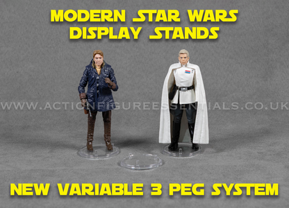 Modern Star Wars Action Figure Display Stands - New 3 Peg Variable System - TVC