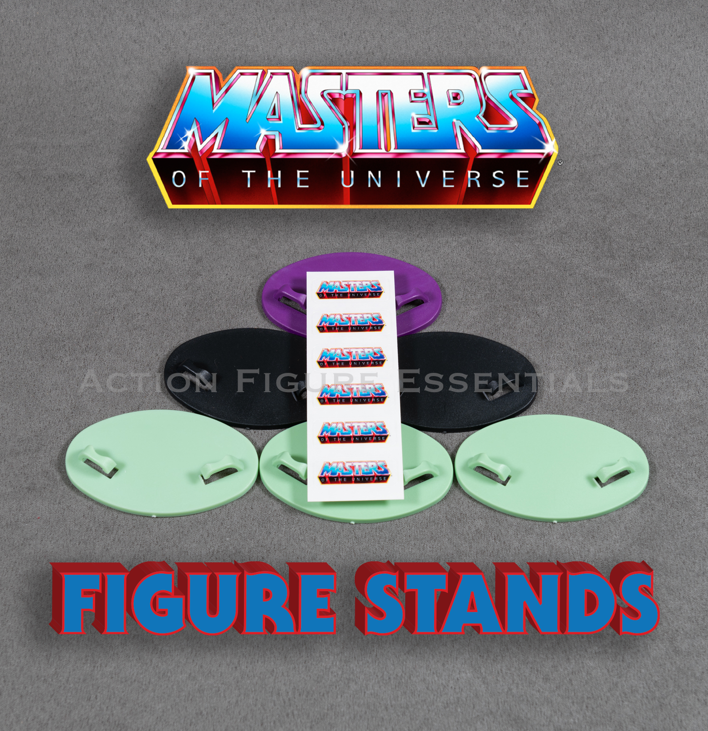 MOTU - Masters of The Universe - Action Figure Stands with Logo Sticker - Multi Coloured - Options Available - (Set of x1 Stand with Logo Sticker)