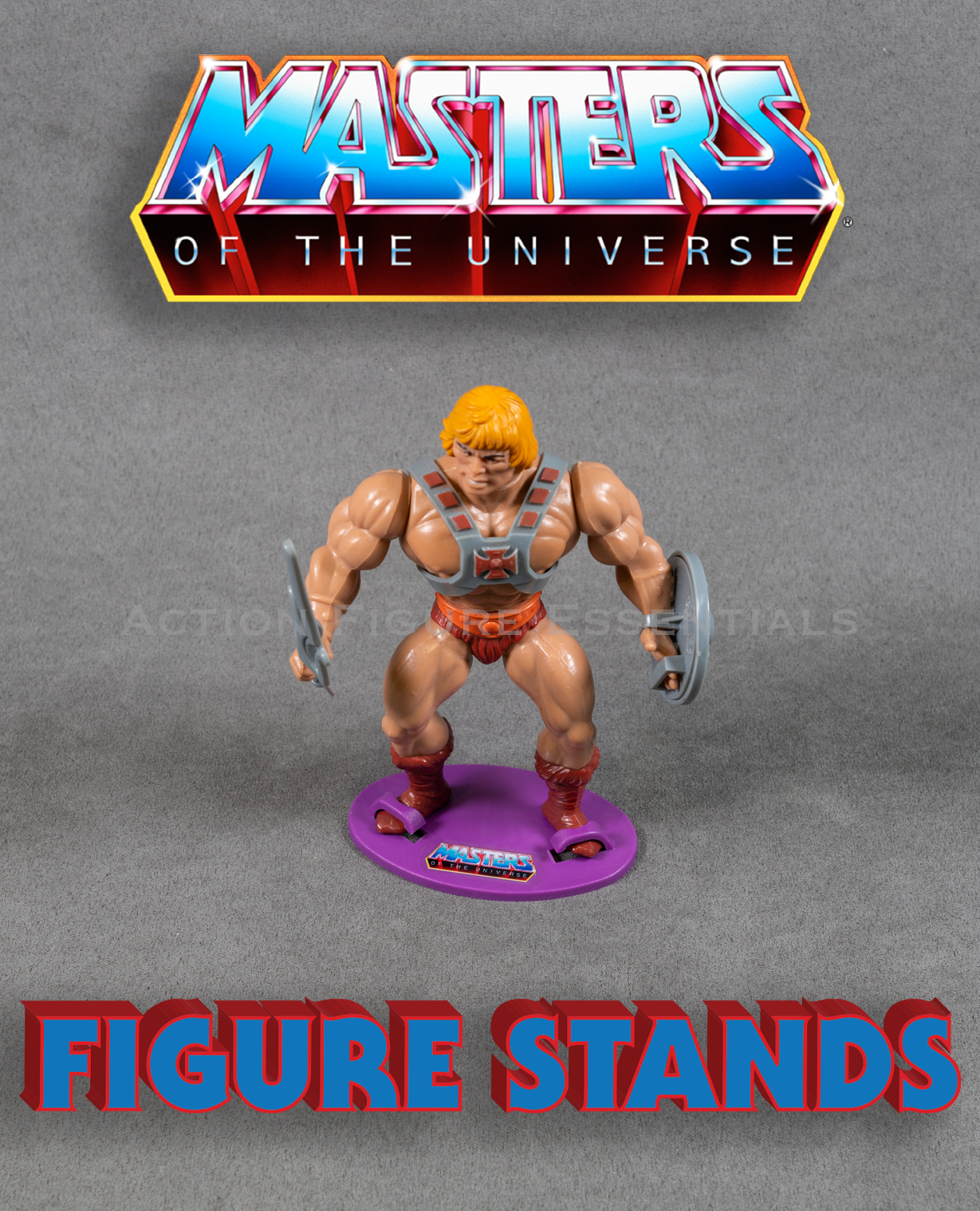 MOTU - Masters of The Universe - Action Figure Stands with Logo Sticker - Multi Coloured - Options Available - (Set of x1 Stand with Logo Sticker)