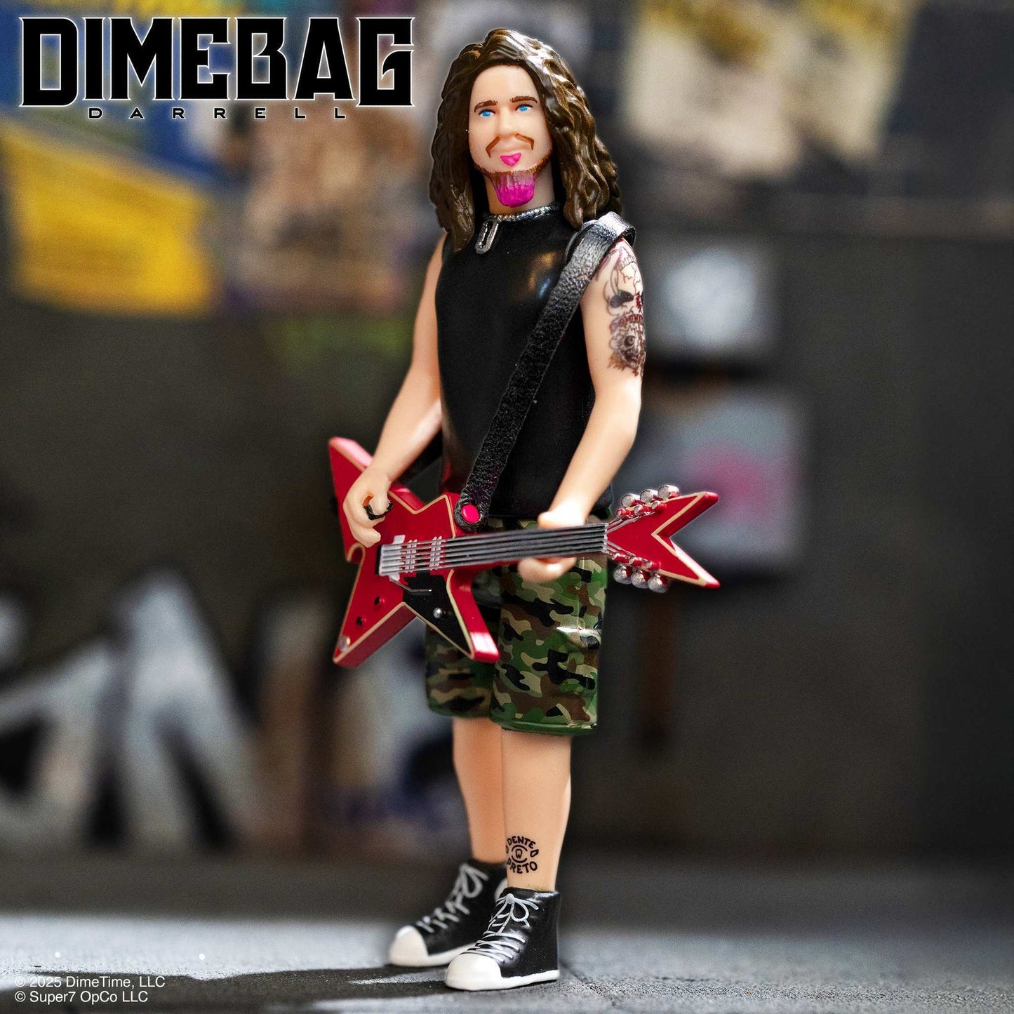 Dimebag Darrell ReAction Figure Wave 1 Culprit Guitar Super7 Pantera Collectible 3.75”