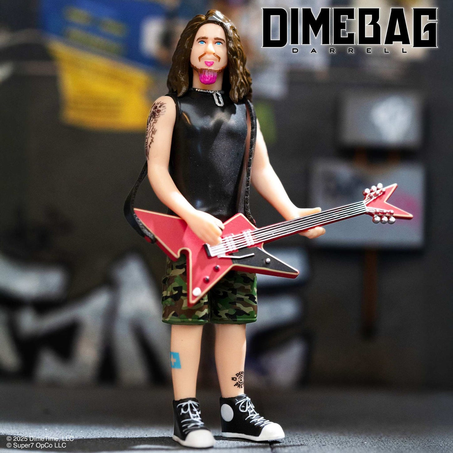 Dimebag Darrell ReAction Figure Wave 1 Culprit Guitar Super7 Pantera Collectible 3.75”