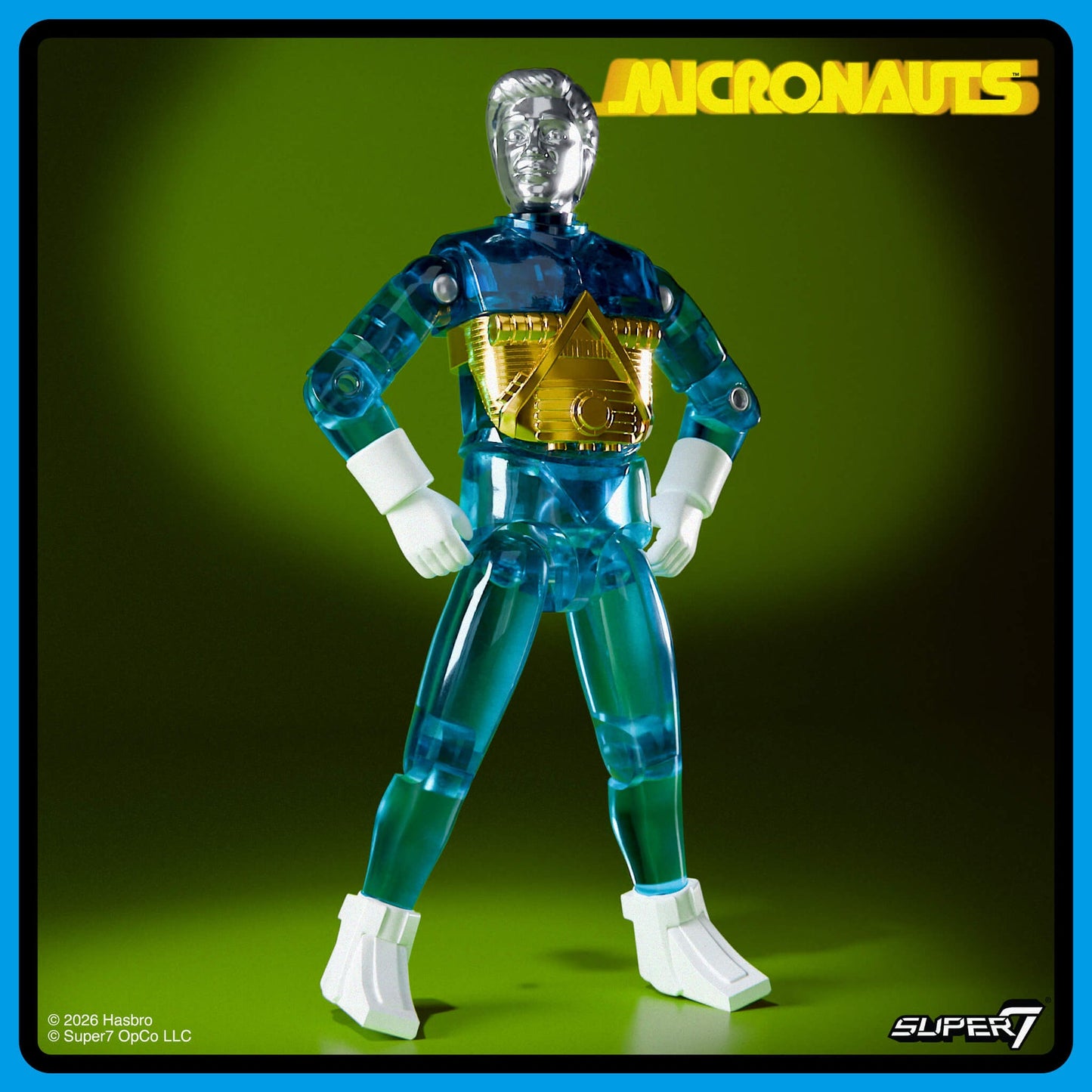 Micronauts ReAction+ Wave 03 Time Traveler Translucent Blue 4” Action Figure by Super7