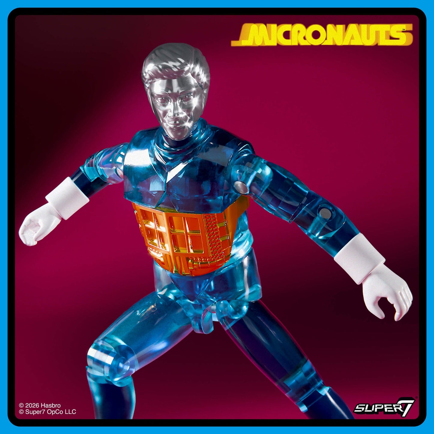 Micronauts ReAction+ Wave 03 Time Traveler Translucent Blue 4” Action Figure by Super7