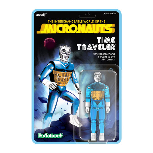 Micronauts ReAction+ Wave 03 Time Traveler Translucent Blue 4” Action Figure by Super7