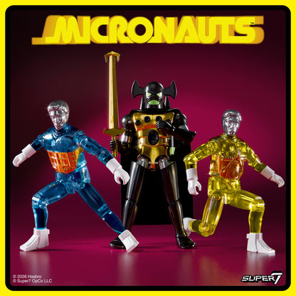 Micronauts ReAction+ Wave 03 Time Traveler Translucent Blue 4” Action Figure by Super7