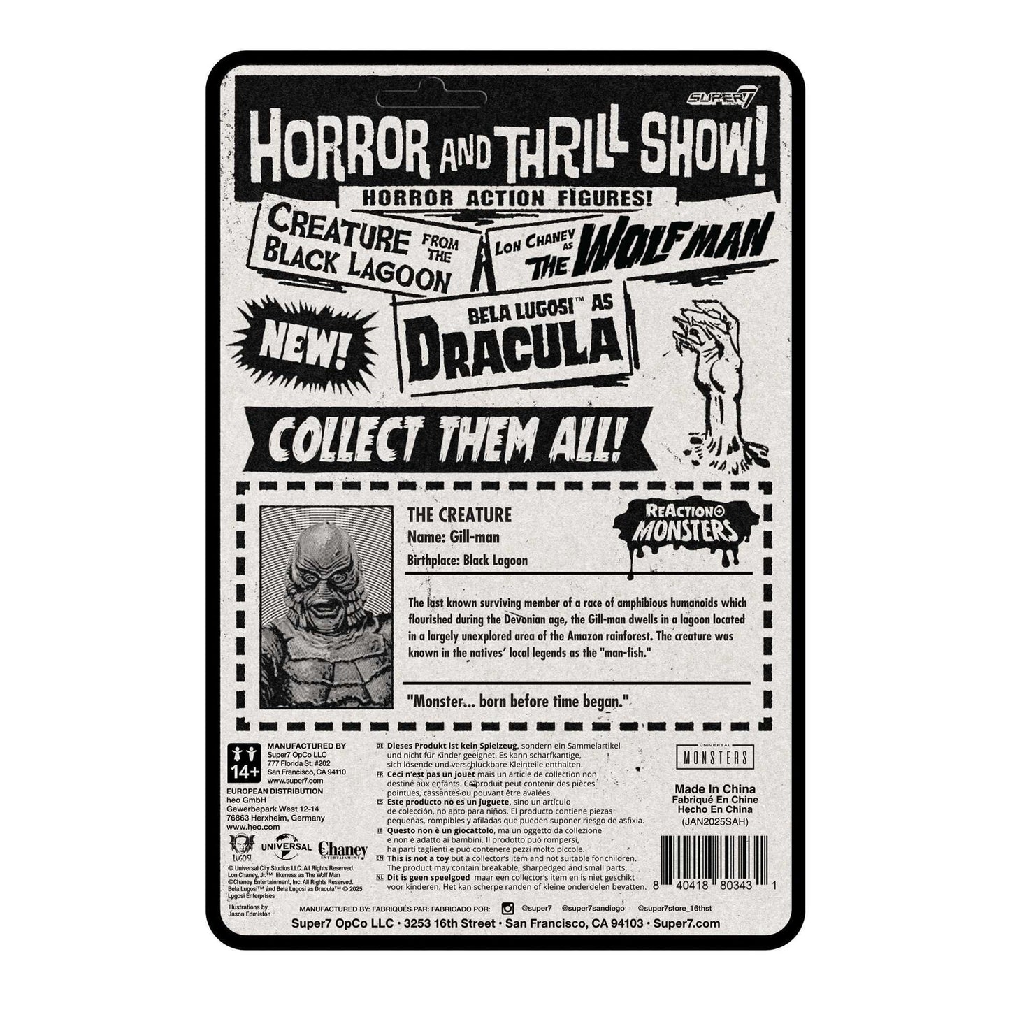 Creature From The Black Lagoon - Universal Monsters - Super7 Reaction+ Figure - Retro Vintage Style Action Figure