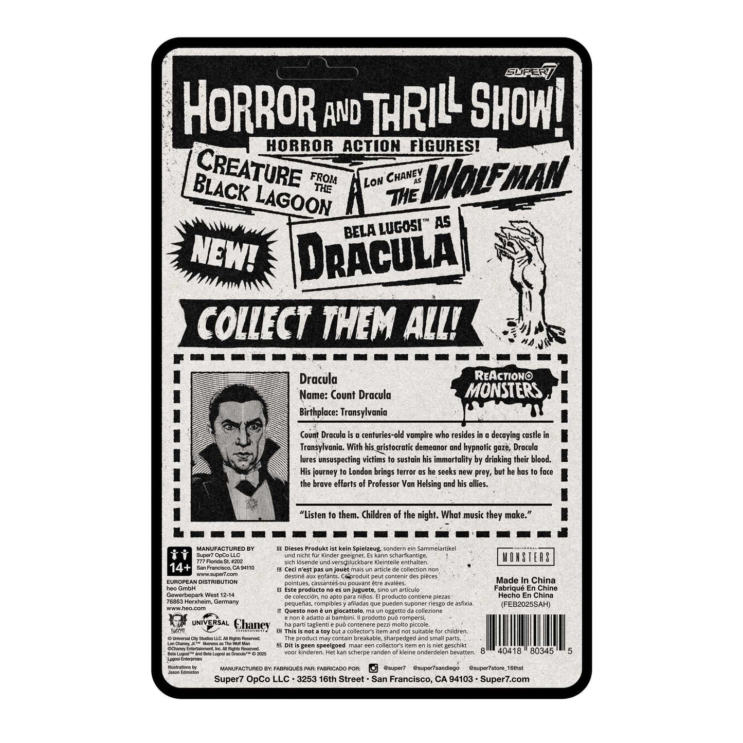 Dracula - Universal Monsters - Super7 Reaction+ Figure - Retro Vintage Style Action Figure