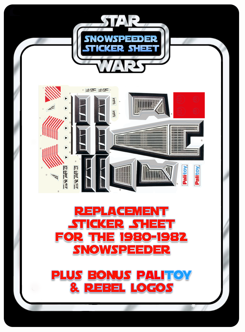 Vintage Star Wars Snowspeeder Replacement Stickers V2 +Bonus Rebel Palitoy Logos