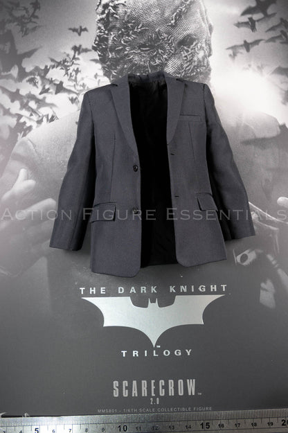 Hot Toys Scarecrow 2.0 MMS801 grey suit jacket with matching trousers and black belt for 1/6 scale figure
