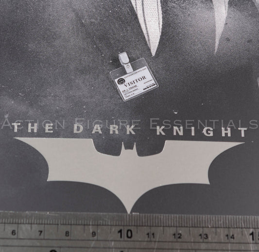 Hot Toys Scarecrow 2.0 MMS801 Gotham County Jail visitor badge featuring Dr Jonathan Crane identification with clear holder and miniature clip