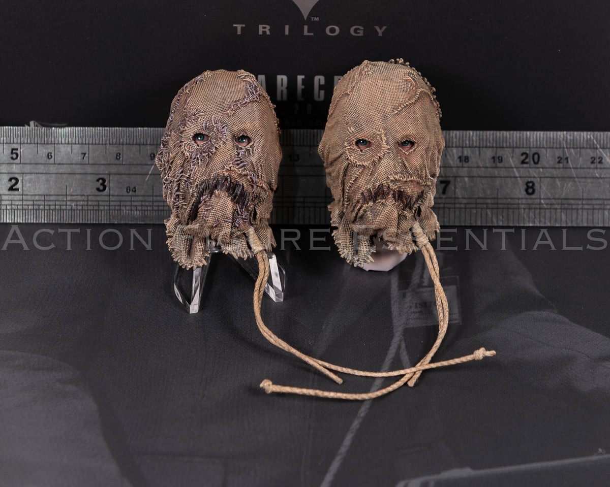 Hot Toys Scarecrow 2.0 MMS801 regular and decaying masked head sculpt set with maggot detailing and original neck post for 1/6 scale figure