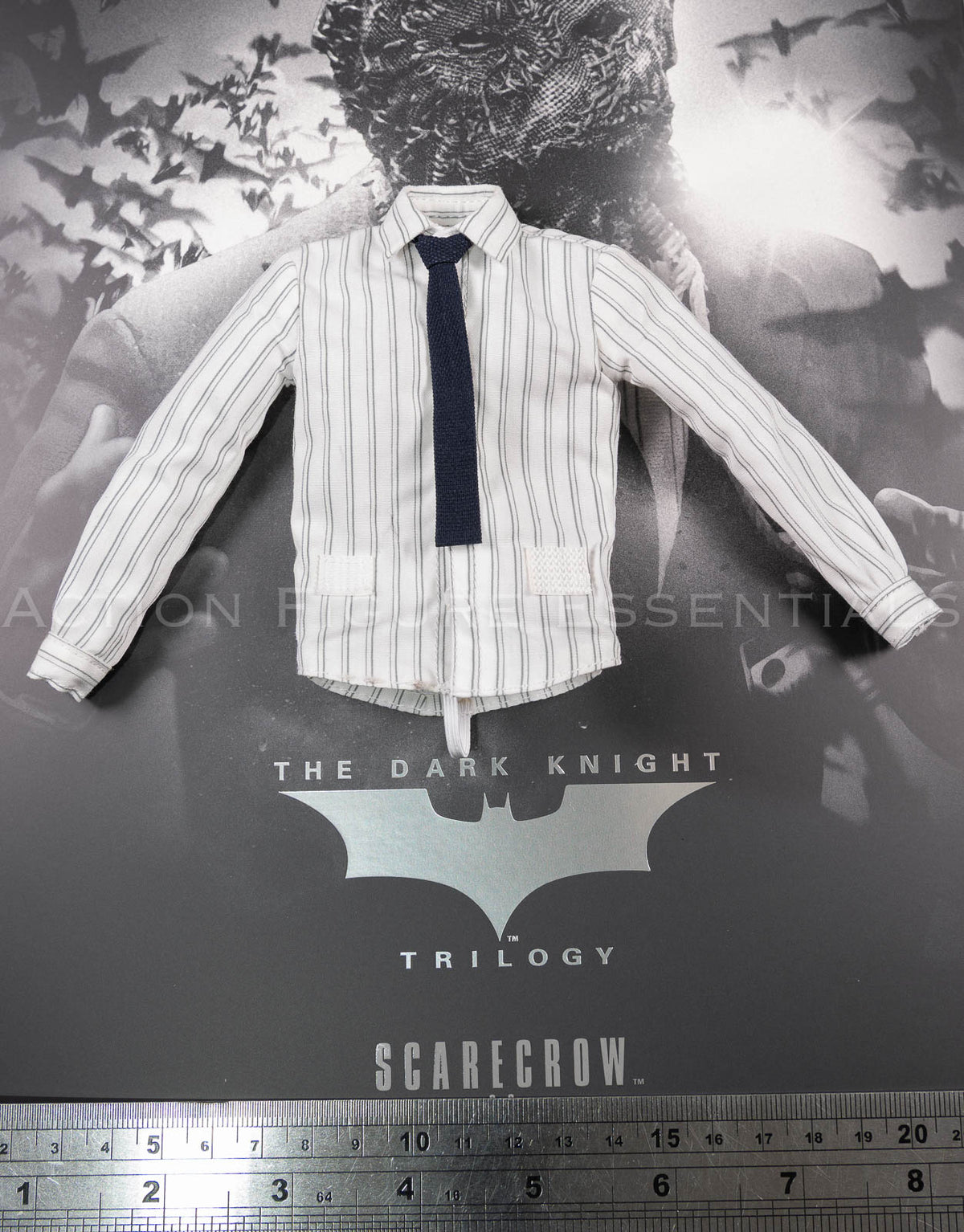 Hot Toys Scarecrow 2.0 MMS801 white striped shirt and magnetic navy tie for 1/6 scale figures