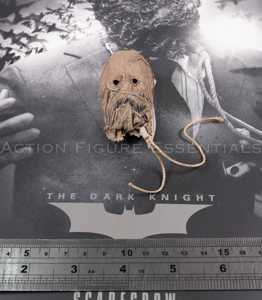 Hot Toys Scarecrow 2.0 MMS801 non-wearable burlap mask display accessory with distressed fabric, stitched mouth and tie cords for 1/6 scale