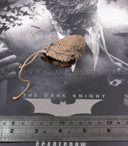 Hot Toys Scarecrow 2.0 MMS801 non-wearable burlap mask display accessory with distressed fabric, stitched mouth and tie cords for 1/6 scale