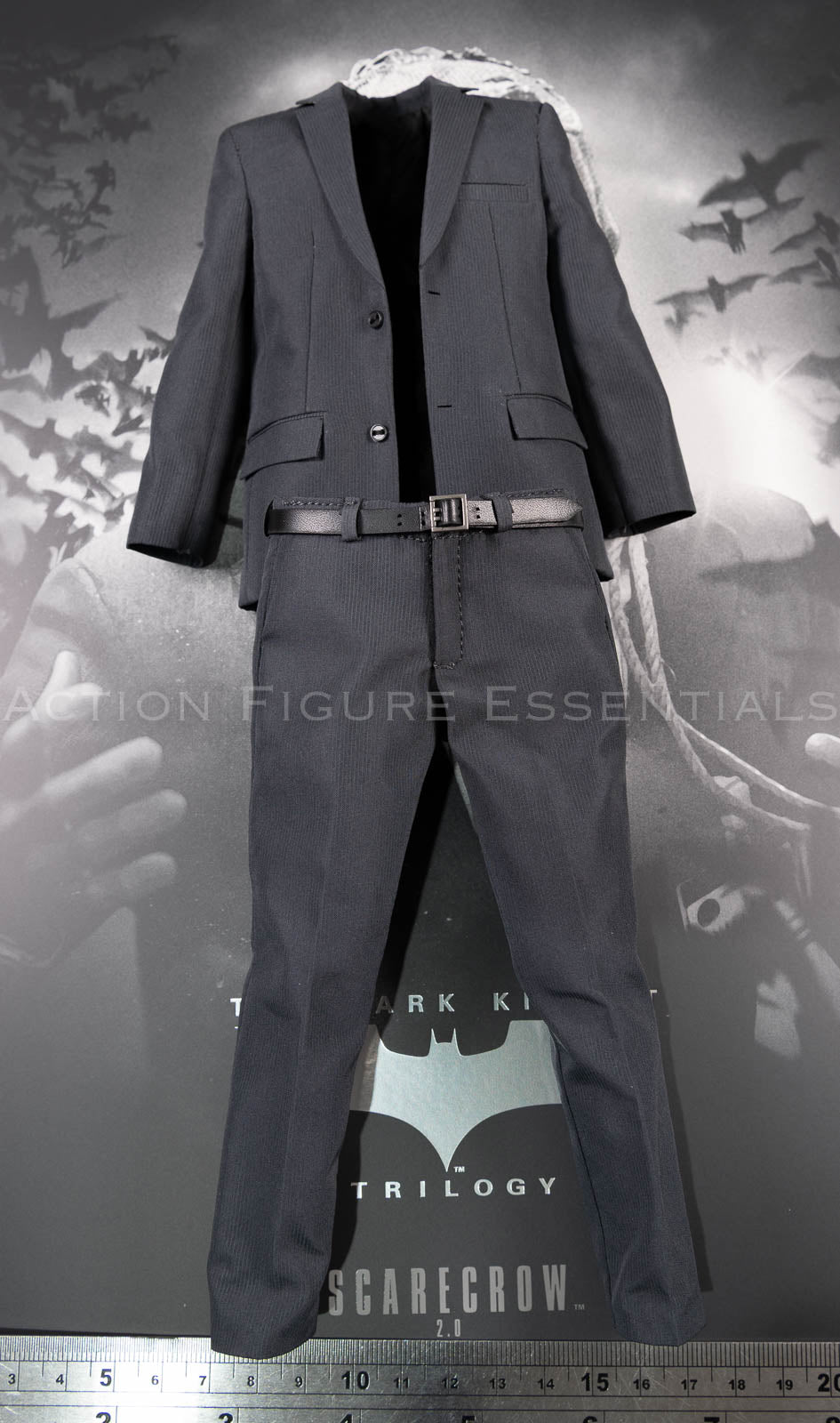 Hot Toys Scarecrow 2.0 MMS801 grey suit jacket with matching trousers and black belt for 1/6 scale figure