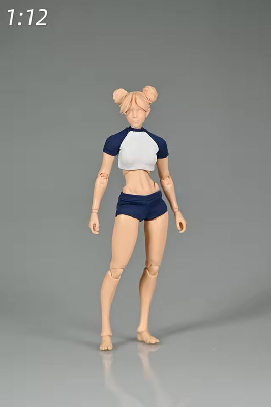 1/12th Scale Student Sportswear T-Shirt Shorts Action Figure Clothes Set