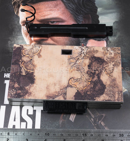Hot Toys Joel Miller 1/6 scale display stand with printed fungal artwork, The Last of Us nameplate and black figure support